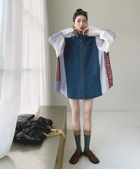 Striped Patchwork Blouse